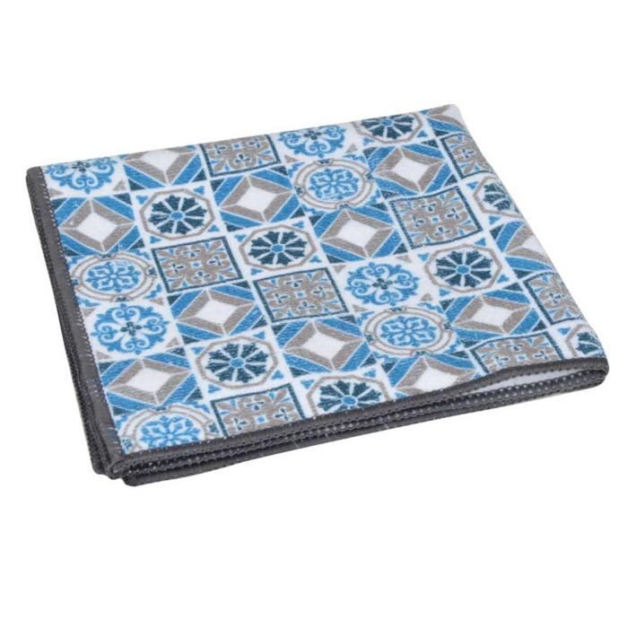 Torchon "Carreaux de Ciment" 40x40cm Bleu & Gris | Torchon & Essuie Main Linge de Cuisine Bleu Gris