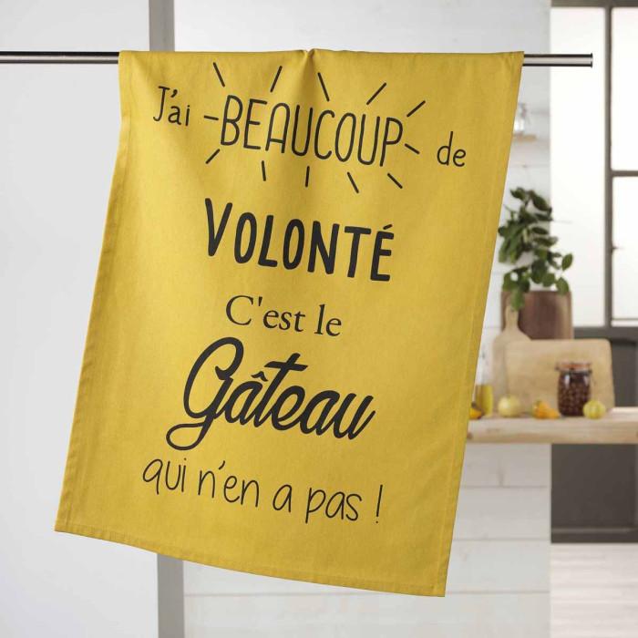 Torchon de Cuisine "Gourmandise" 50x70cm Jaune | Torchon & Essuie Main Linge de Cuisine Jaune