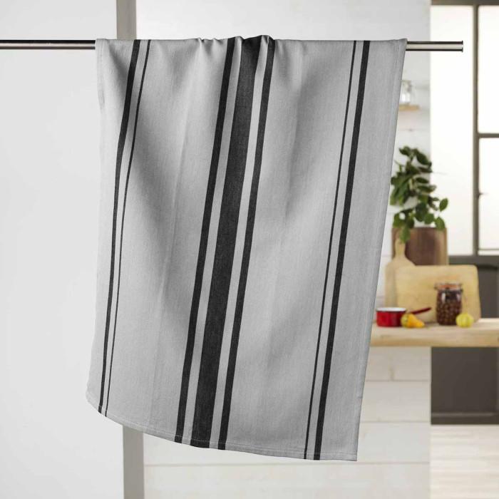 Torchon en Coton Tissé "Comptoir" 50x70cm Gris | Torchon & Essuie Main Linge de Cuisine Gris