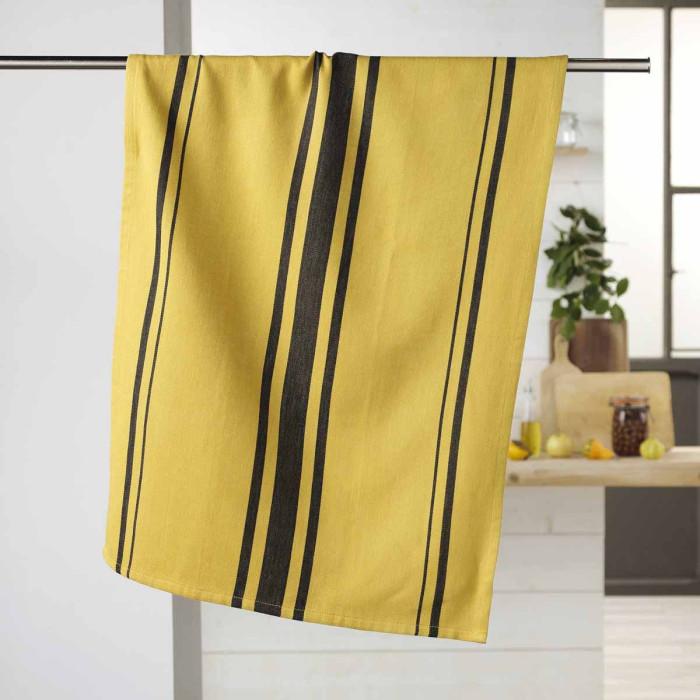 Torchon en Coton Tissé "Comptoir" 50x70cm Jaune | Torchon & Essuie Main Linge de Cuisine Jaune