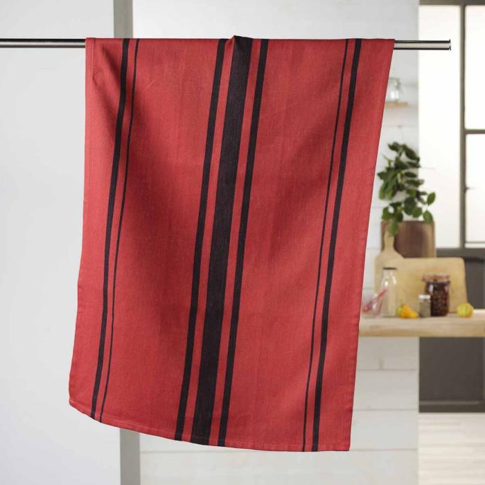 Torchon en Coton Tissé "Comptoir" 50x70cm Rouge | Torchon & Essuie Main Linge de Cuisine Rouge