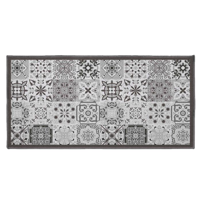 Tapis Déco Rectangle "Persane" 57x115cm Gris | Tapis de Cuisine Linge de Cuisine Gris