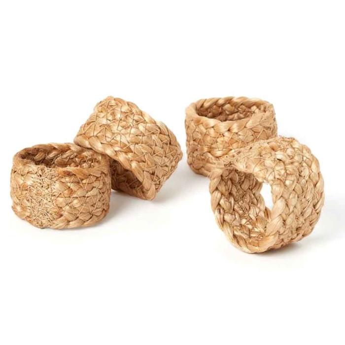 Lot de 4 Ronds de Serviette "Jute" 4cm Naturel | Porte Serviettes & Essuie Tout Equipement de Cuisine Naturel